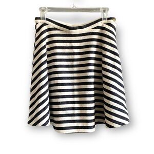 Anthropologie Greylin Textured Cotton Striped Skirt 6 Cream/Black Lined